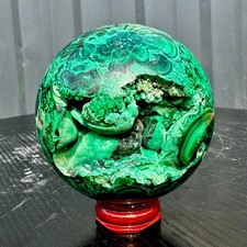 1.72LB Rare Natural Malachite Quartz Hand Carved Sphere Crystal Healing picture