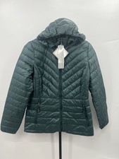 32 Degrees Heat Packable Puffer Jacket Hooded Chevron Quilted Green - S NWT picture