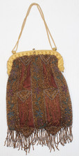 Antique c1910–1920 Art Nouveau Hand Beaded Metal Frame Purse As Is. #0497 picture