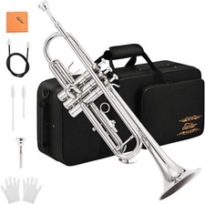 Eastar Bb CONCERT TRUMPET WITH HARD CASE & ACCESSORIES SILVER NICKEL PLATED picture