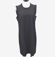J. Crew Women's Ruffle Neck Suiting Sleeveless Career Shift Dress Black Size 12 picture