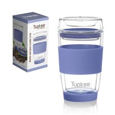 Tupkee All Glass Travel Double Wall Glass Tumbler & Lid - 8 ounce - Jacaranda picture