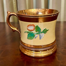 Antique c1820-35 Staffordshire Copper Lustre Mug Applied Floral Sprigs English picture