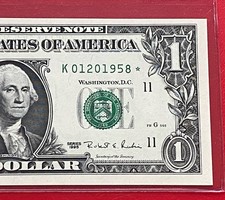 1995 STAR NOTE $1 Dollar Bill ( DALLAS K ) Uncirculated picture