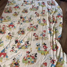Vintage Walt Disney Productions 1960s Mickey and Friends Doing Chores Flat Sheet picture