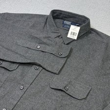 Polo Ralph Lauren Vintage G.I. Flannel Shirt ButtonShirt Mens 2XL Gray Gorpcore picture