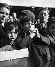 Group of young QPR Soccer supporters in the ninepenny enclosure at- Old Photo picture