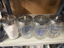 Vintage Grafco Glass Medical Sundry Jar Apothecary Doctor Office Lidded picture