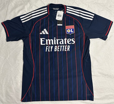 Adidas Olympique Lyonnais OL Short Sleeve Soccer Jersey L Blue Polyester picture