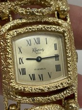 Rhapsody Royale 17-Jewel Ladies Dress Watch Gold Tone Nugget Bracelet Wind picture