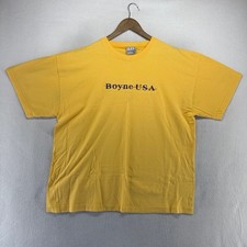 Vintage Boyne Michigan Shirt men's XL Yellow Embroidered Spellout Boxy 90s USA picture