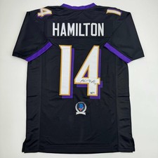 Autographed/Signed Kyle Hamilton Baltimore Black Jersey Beckett BAS COA picture