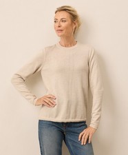 Pact Women's Medium Classic Fine Knit Crew Sweater Sandshell Heather Top picture