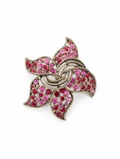 Vintage Kramer of New York Pink Red Rhinestone Pinwheel Brooch picture