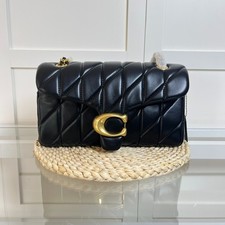 Coach CP150 Quilted Shoulder Bag Black Leather Gold Chain New w/ Bag picture