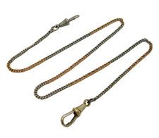19th Century Sterling Silver & Rolled Gold Two-Tone Watch Chain Antique c1880s picture