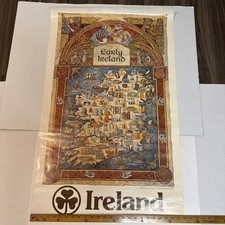 Vintage Early Ireland Poster Bord Fáilte Irish Tourist Board Celtic Map Art picture