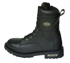 Unik Men's Premium Black Leather Classic Motorcycle Boots 10002-M Biker Size 9.5 picture