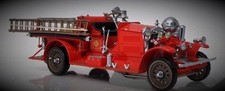 Vintage Classic Antique Red Fire Engine Truck Metal Dream Model Car Pickup Promo picture
