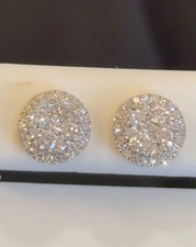 1.07 CARAT CERTIFIED LAB GROWN DIAMONDS 10 MM STERLING SILVER GOLD PLATED STUDS picture