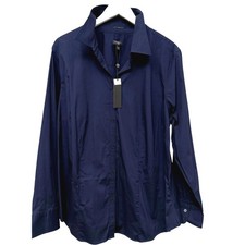 TALBOTS Womens Shirt Plus Size 20W Navy Blue Cotton Button Up Elbow Patch NWT picture