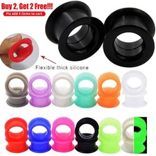 2PCS Thick Silicone Ear Plugs Soft Tunnels Flesh Gauges Stretchers 2G-1 Inch picture