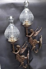 ANTIQUE VINTAGE ART DECO NOUVEAU BRASS MERMAID WALL SCONCES FIXTURE LIGHT LAMP 1 picture