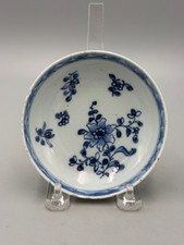 Antique 18th c. Chinese Export Blue and White Floral Qianlong Porcelain Saucer picture