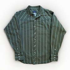 Vintage Patagonia Rhythm Shirt Medium Green Western Pearl Snap Gorpcore New York picture