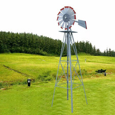 8FT Metal Windmill Garden Ornamental Windmill Weather Resistant Outdoor Decor US picture