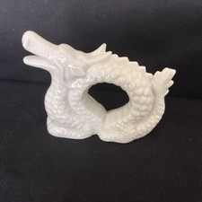 Vintage Pier 1 Ceramic Porcelain Dragon Napkin Rings White - Set of 7 picture