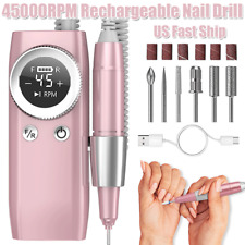 45000RPM Rechargeable Nail Drill Machine Manicure Portable Nail File Set US Ship picture