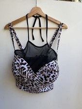 $68 Torrid Vixen PADDED Push-up Bikini Bustier Top High-Neck Mesh Swim Bra picture