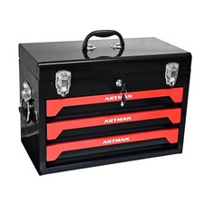 20 inch portable three drawer steel toolbox with metal lock closure device picture