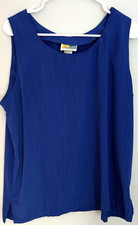 Vintage SeaSuns Tank Top Womens XL Blue Sleeveless Blouse Made USA Minimal 90s picture