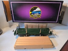 MTH Tinplate Traditions 10-1117 No. 511 Flatcar (Dark Green) w/Wood Load OB picture