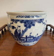 BEAUTIFUL ANTIQUE 19THC CHINESE PORCELAIN JARDINIERE SCHOLARS BOWL, PERFECT. picture