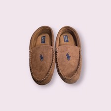 Vintage 2004 Polo Ralph Lauren Dezi Slipper Men 8 Brown Faux Fur Lined Moccasin  picture