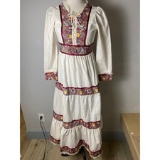 Joseph Magnin Bow Age Vintage 1960s Prairie Maxi Dress  Floral XS picture