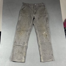 Vintage Carhartt Pants Mens 35X34 Gray Double Knee Canvas Work Wear Outdoor picture