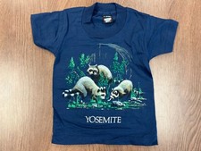 VINTAGE YOSEMITE RACCOON HALF DOME KIDS 2-4 T SHIRT DEADSTOCK 90S TODDLER NAVY picture