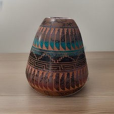 VTG Navajo Vase Clay Pot 6” Signed Etched sgraffito style Pottery Signed Willie picture
