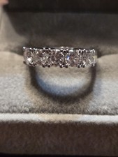 14 kt white gold anniversary band 5 diamonds picture