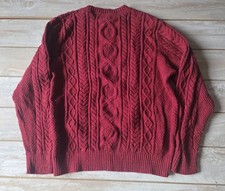Vintage L.L Bean Cable Knit Sweater Mens Size XL Red picture