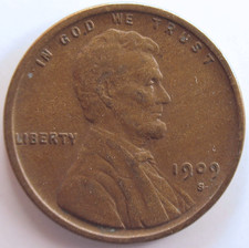 1909-S Lincoln Wheat Cent 1C Key Date US San Francisco Mint Penny XF BN picture