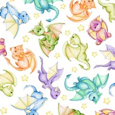 BOLT Baby Dragons Nursery Children's Cotton Fabric Multicolor Quilting 10 Yards picture
