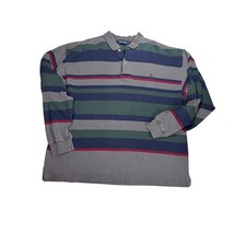 Vintage Nautica Polo Shirt Mens XL Striped Long Sleeve Rugby 90s Preppy picture