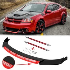For Dodge Avenger Sedan Glossy Front Bumper Lip Spoiler Splitter Kit + Strut Rod picture