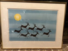 Signed L.E. Lithograph:  Reindeer by Keith Llewellyn De Carlo (c. 1975)  picture