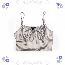 Light Blue Satin Ruched Crop Top Forever 21 picture